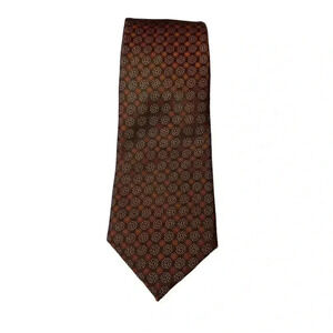 Awareness Kenneth Cole Men’s Tie 100% Silk. Brown & Orange Print.